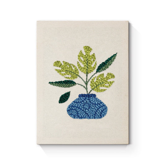 Flower Arrangement in Blue Pot - Punch Needle