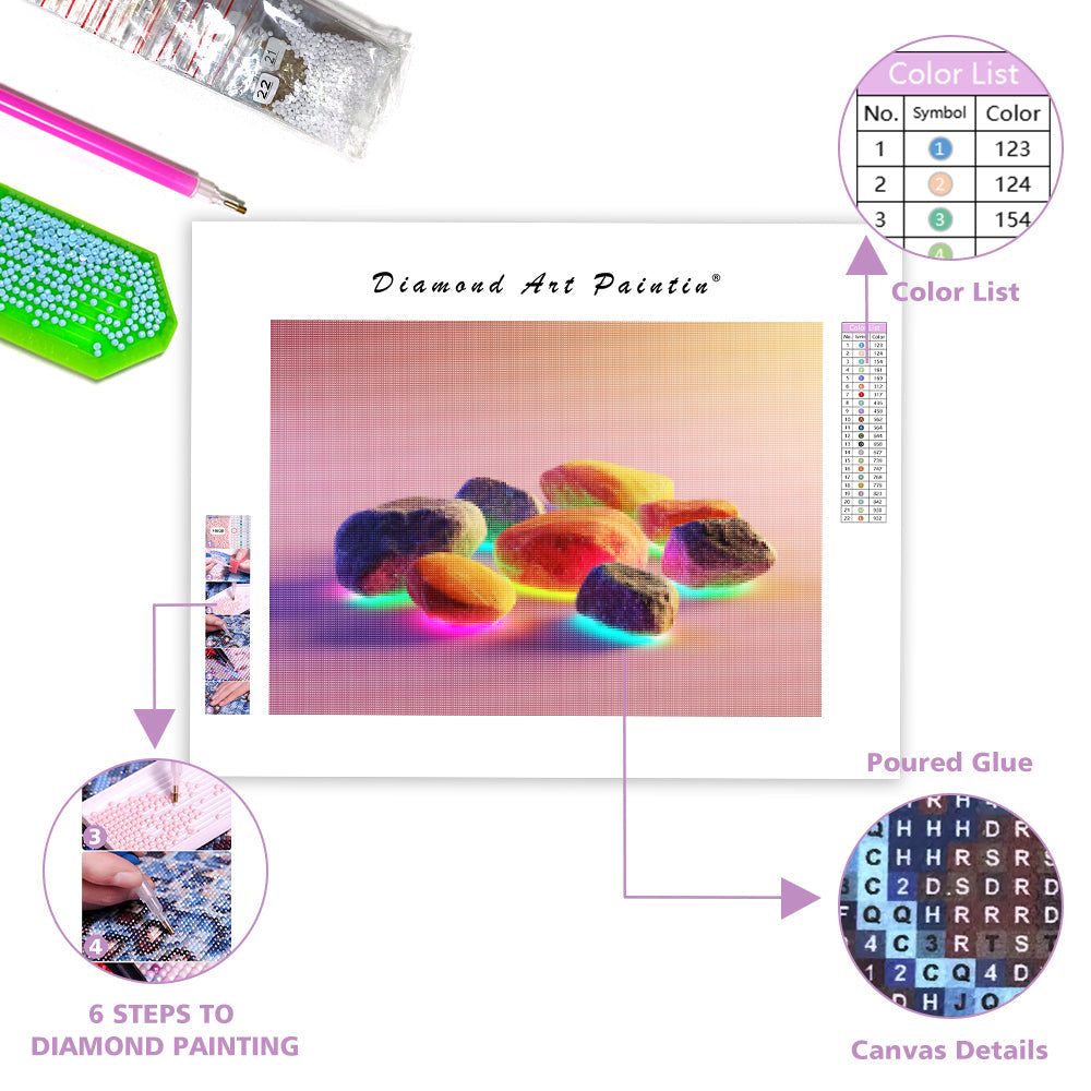 Floating Neon Stones - Diamond Painting