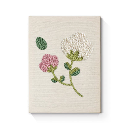 White and Pink Flowers - Punch Needle