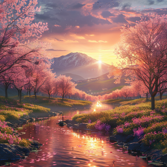 Sunset Blossom Valley - Diamond Painting
