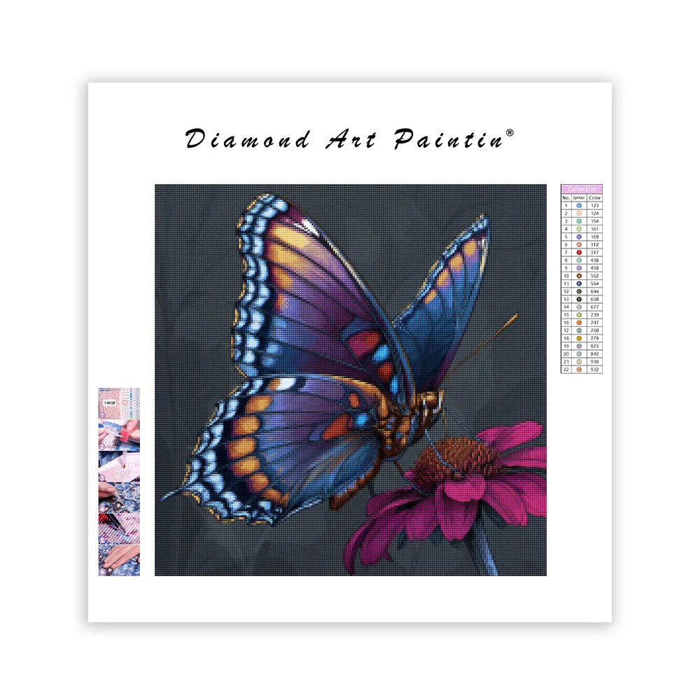 Colorful Butterfly and Flower - Diamond Painting