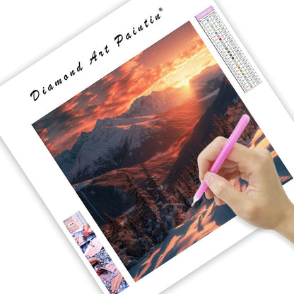 Golden Sunrise Over Mountains - Diamond Painting