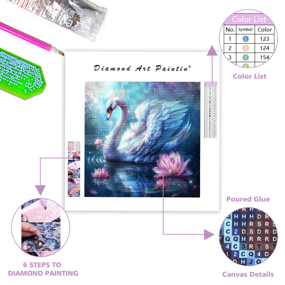 Lotus Swan Harmony - Diamond Painting