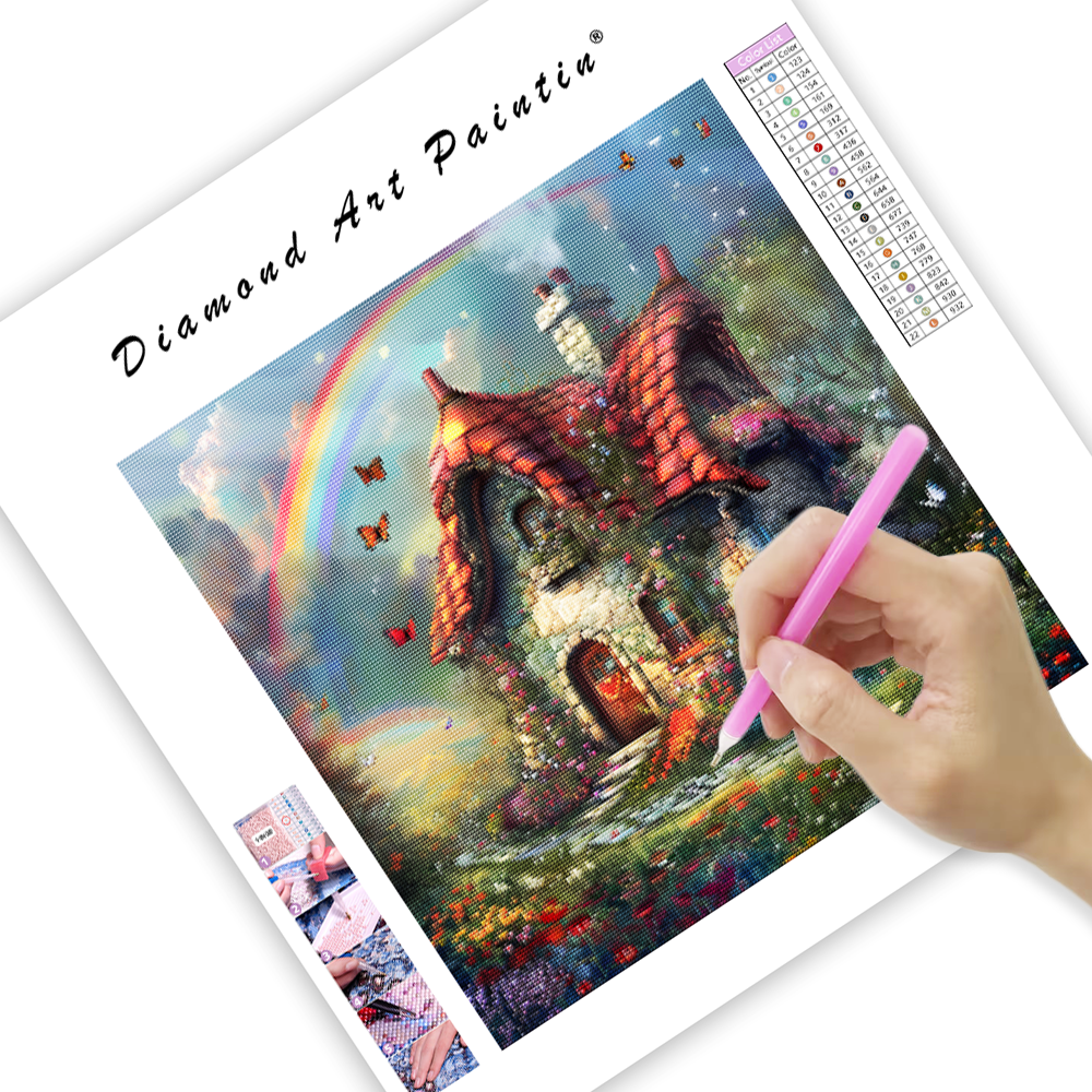 Rainbow Fairy Cottage - Diamond Painting