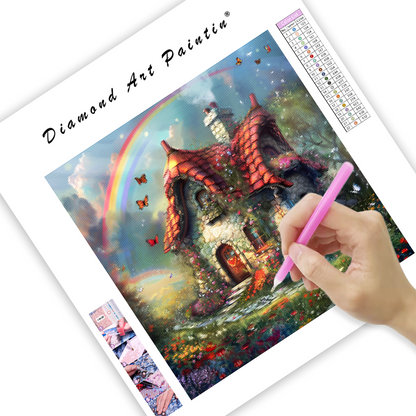 Rainbow Fairy Cottage - Diamond Painting