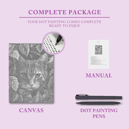 Leaves and Cat - Dot Painting