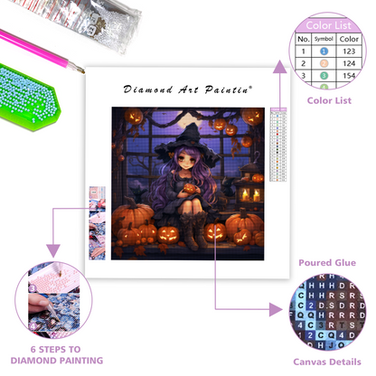 Witch Girl with Purple Hair - Diamond Painting
