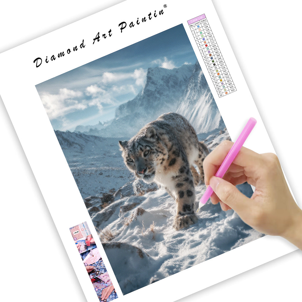 Snow Leopard in the Mountains - Diamond Painting