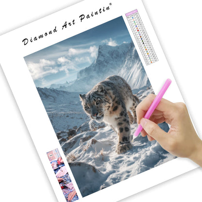 Snow Leopard in the Mountains - Diamond Painting