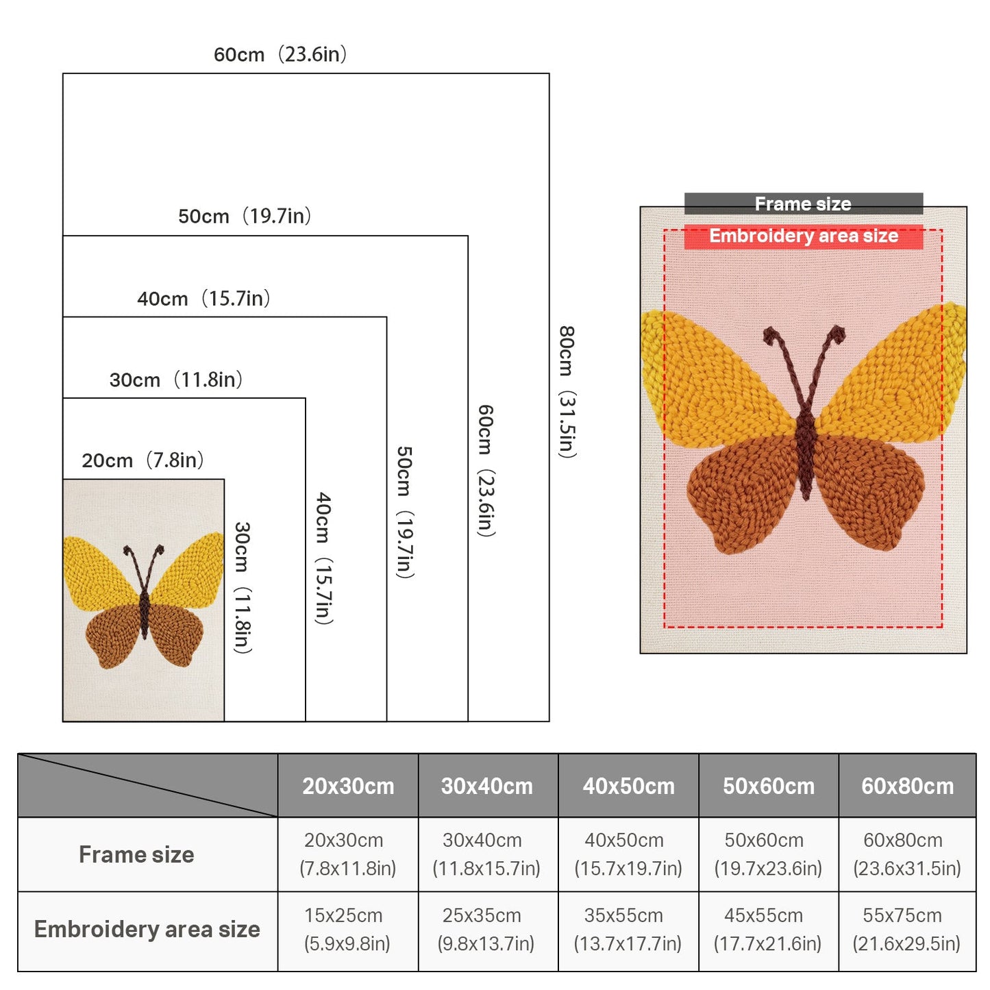 Yellow and Brown Butterfly - Punch Needle
