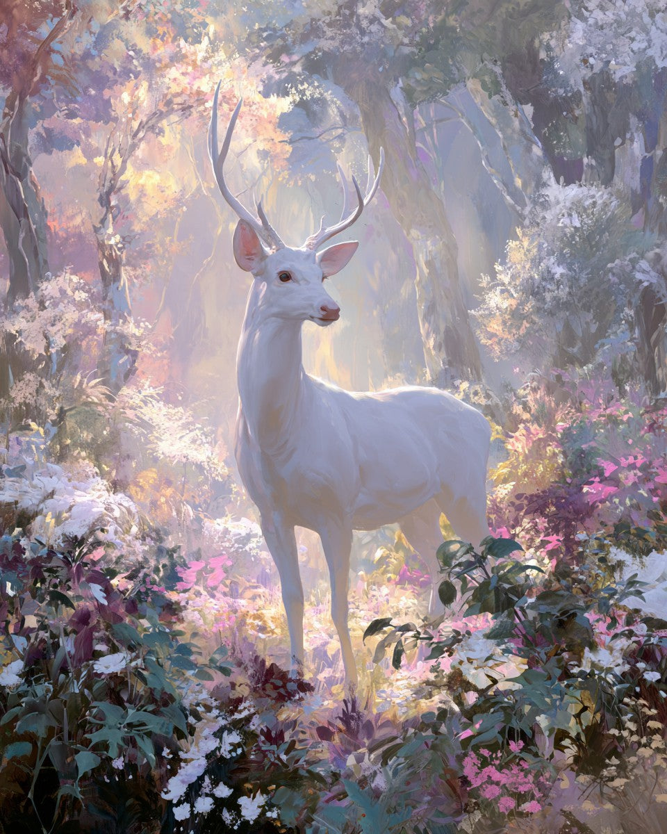 White Deer Light - Diamond Painting