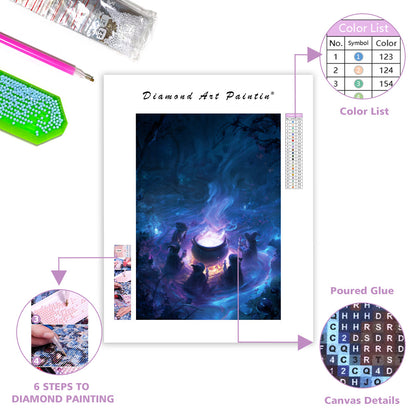 Witch’s Coven Around a Cauldron - Diamond Painting