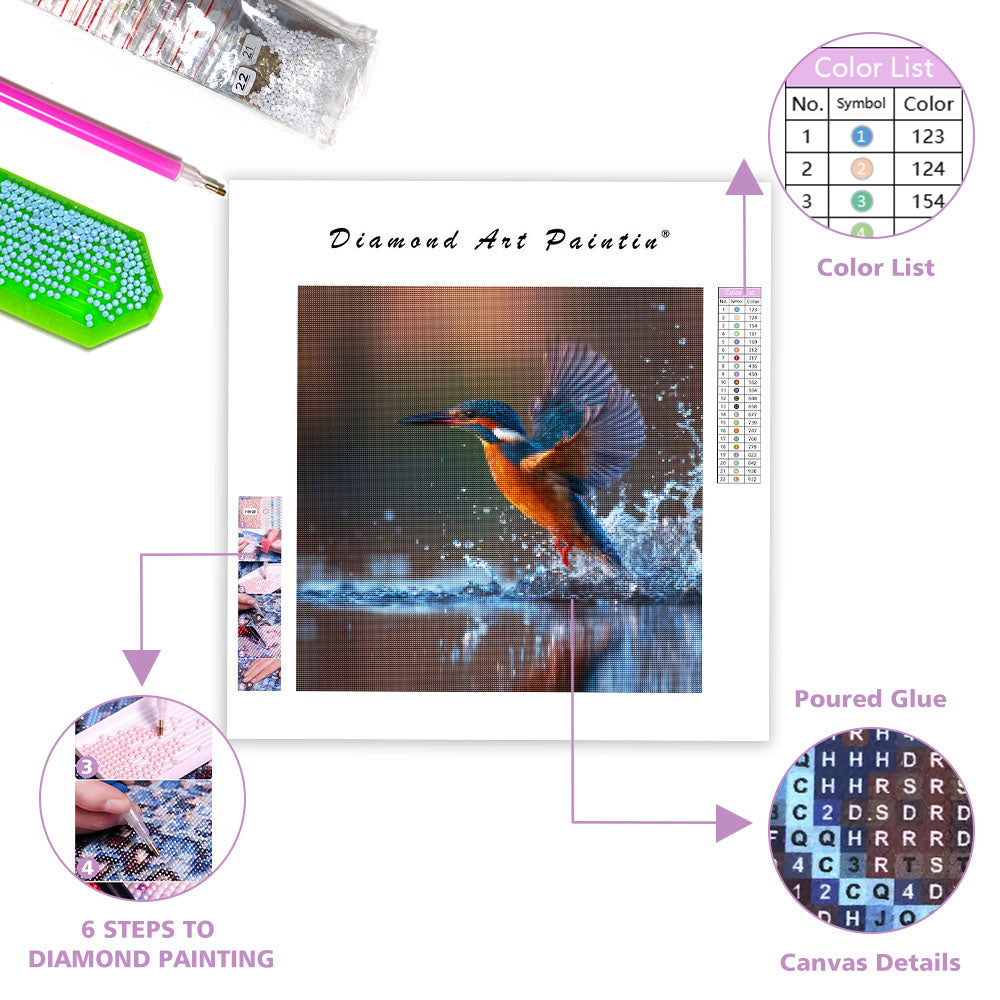 Kingfisher Diving - Diamond Painting