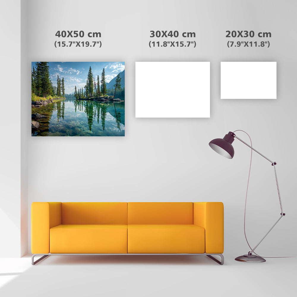 Pine Trees by Lake - Diamond Painting