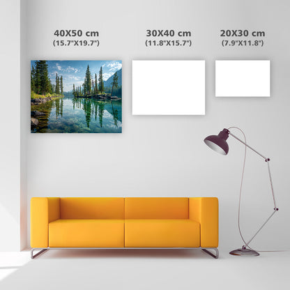 Pine Trees by Lake - Diamond Painting