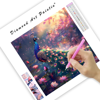 Lotus Dance Peacock - Diamond Painting