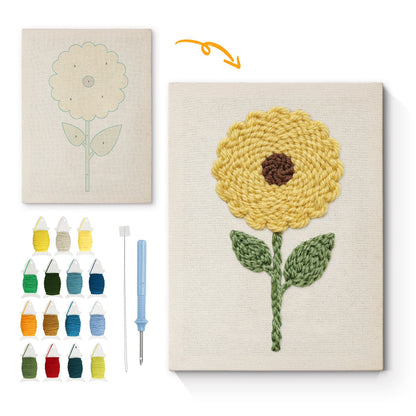 Sunflower Embroidery - Punch Needle