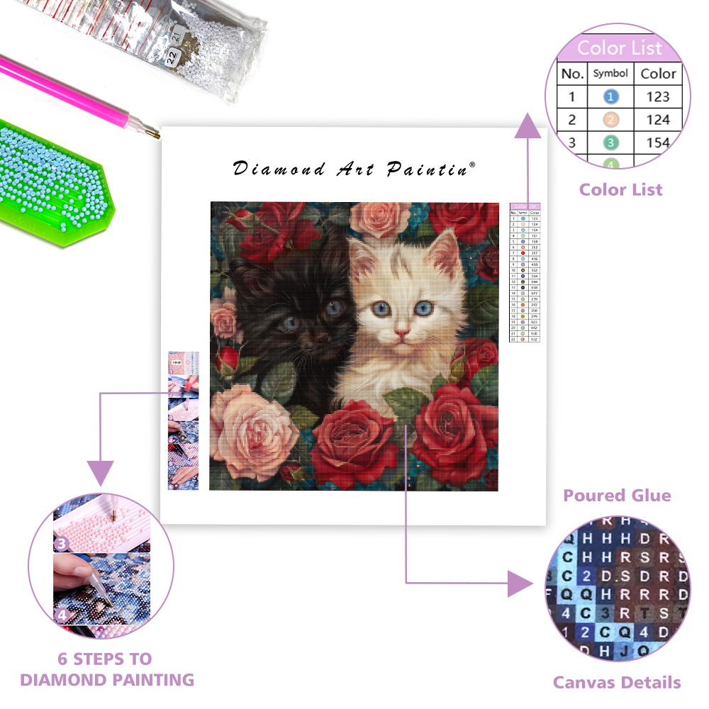 Rose Cats - Diamond Painting