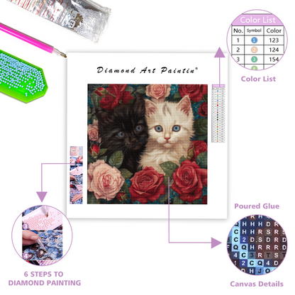 Rose Cats - Diamond Painting