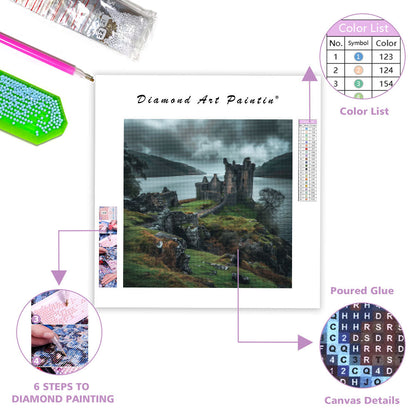Scottish Castle Loch - Diamond Painting