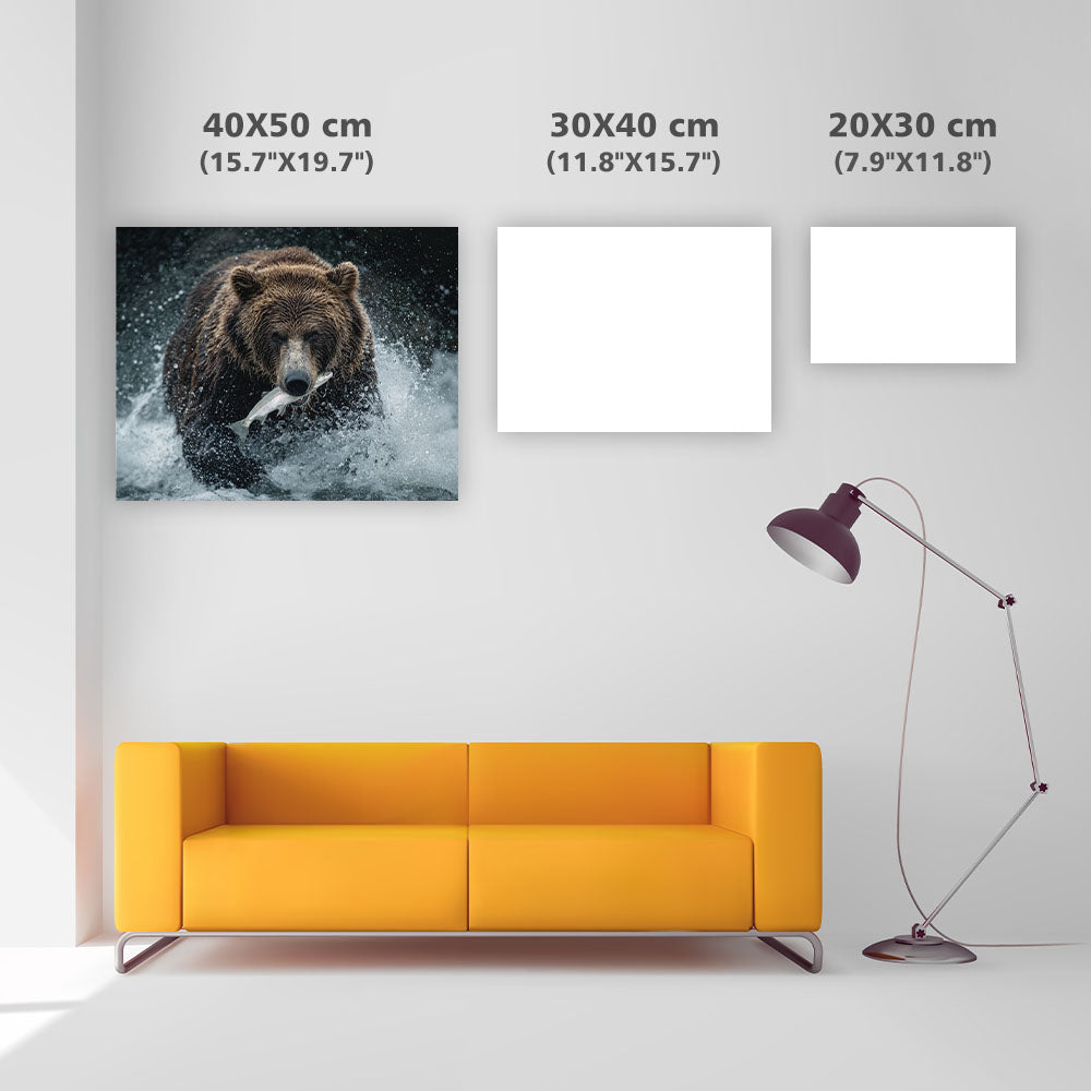 Alaskan Bear Catching Salmon - Diamond Painting