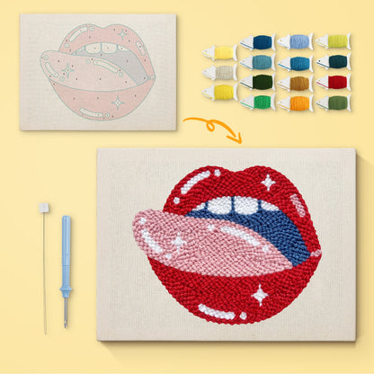 Lips and Tongue - Punch Needle