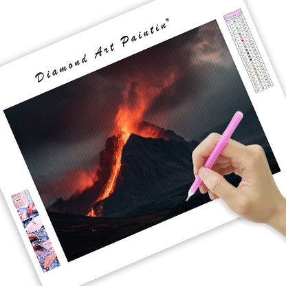 Icelandic Volcano Erupting - Diamond Painting