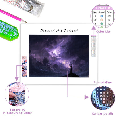 Stormy Sky Above the Wizard's Tower - Diamond Painting