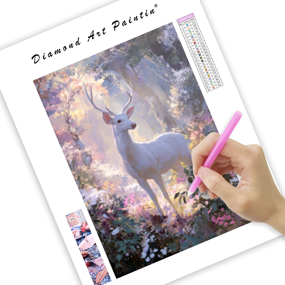 White Deer Light - Diamond Painting