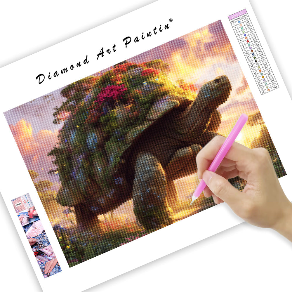 Tortoise with a Forest - Diamond Painting