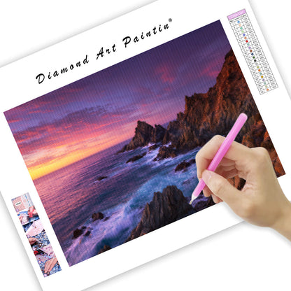 Rocky Coastline at Dusk - Diamond Painting
