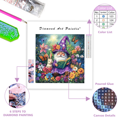 Whimsical Gnome and Bunny - Diamond Painting