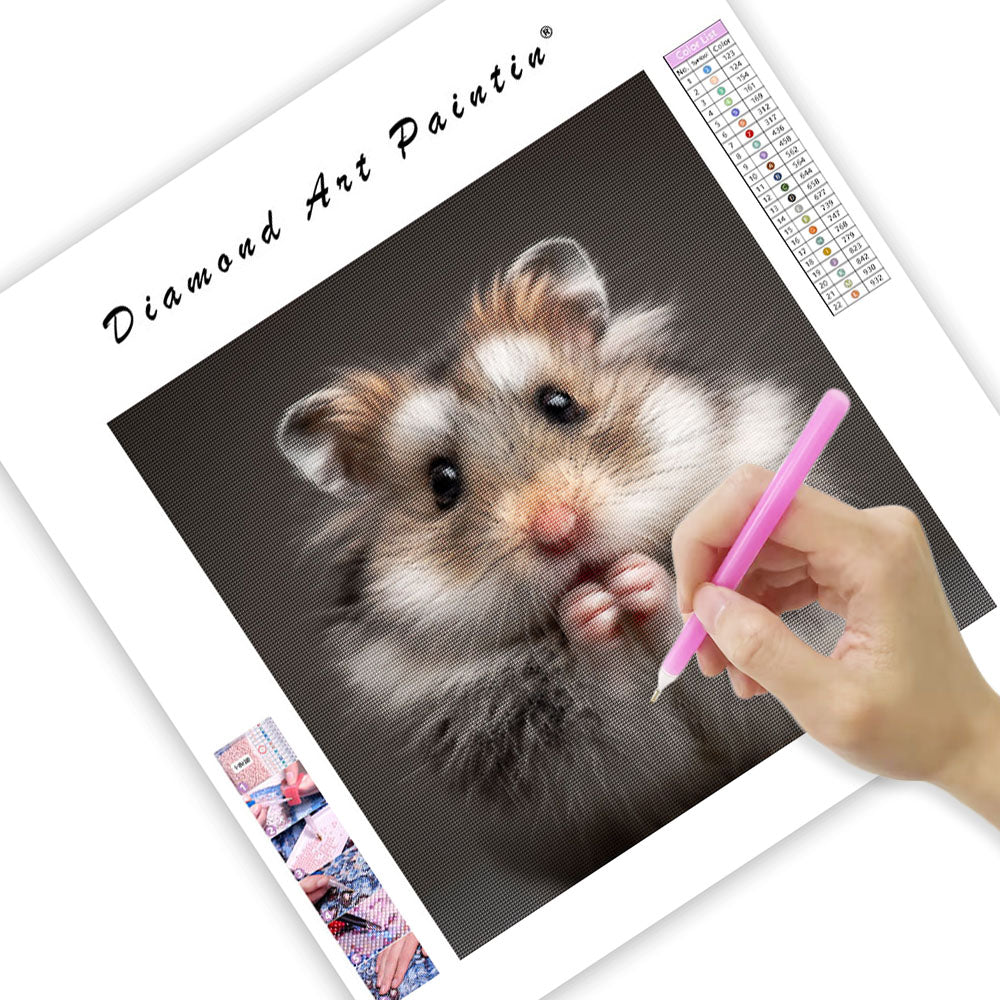 Teddy Bear Hamster Grooming - Diamond Painting