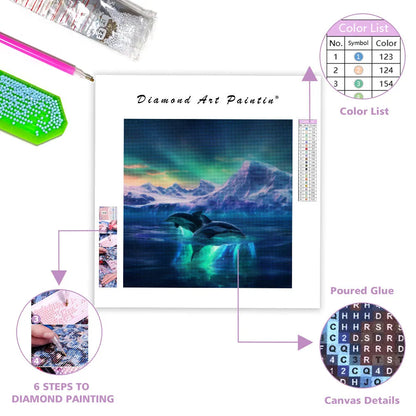 Aurora Dolphins - Diamond Painting