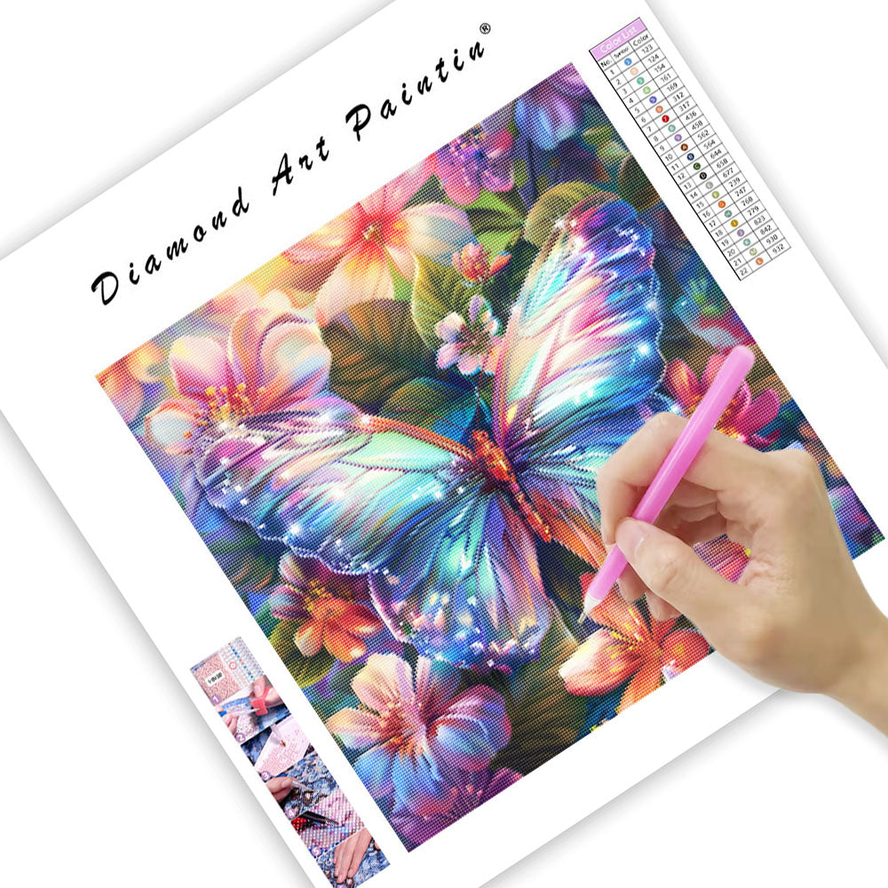 Crystal Butterfly Bloom - Diamond Painting