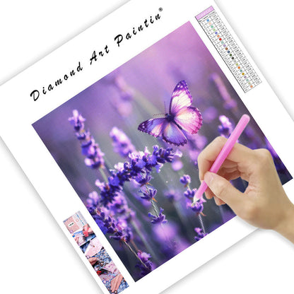 Lavender Butterfly - Diamond Painting