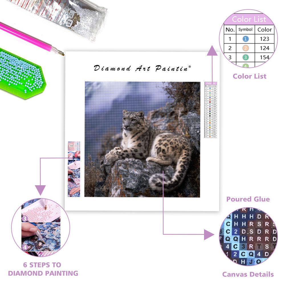 Snow Leopard on Cliff - Diamond Painting