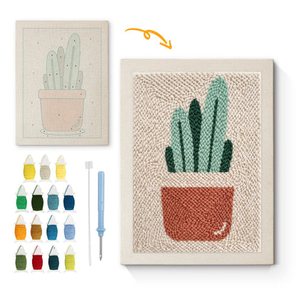 Cactus in Terracotta Pot - Punch Needle