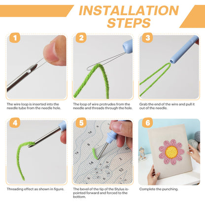 Pink Daisy - Punch Needle