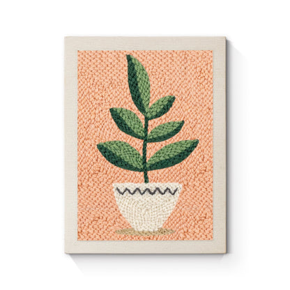 Green Plant in Pot - Punch Needle