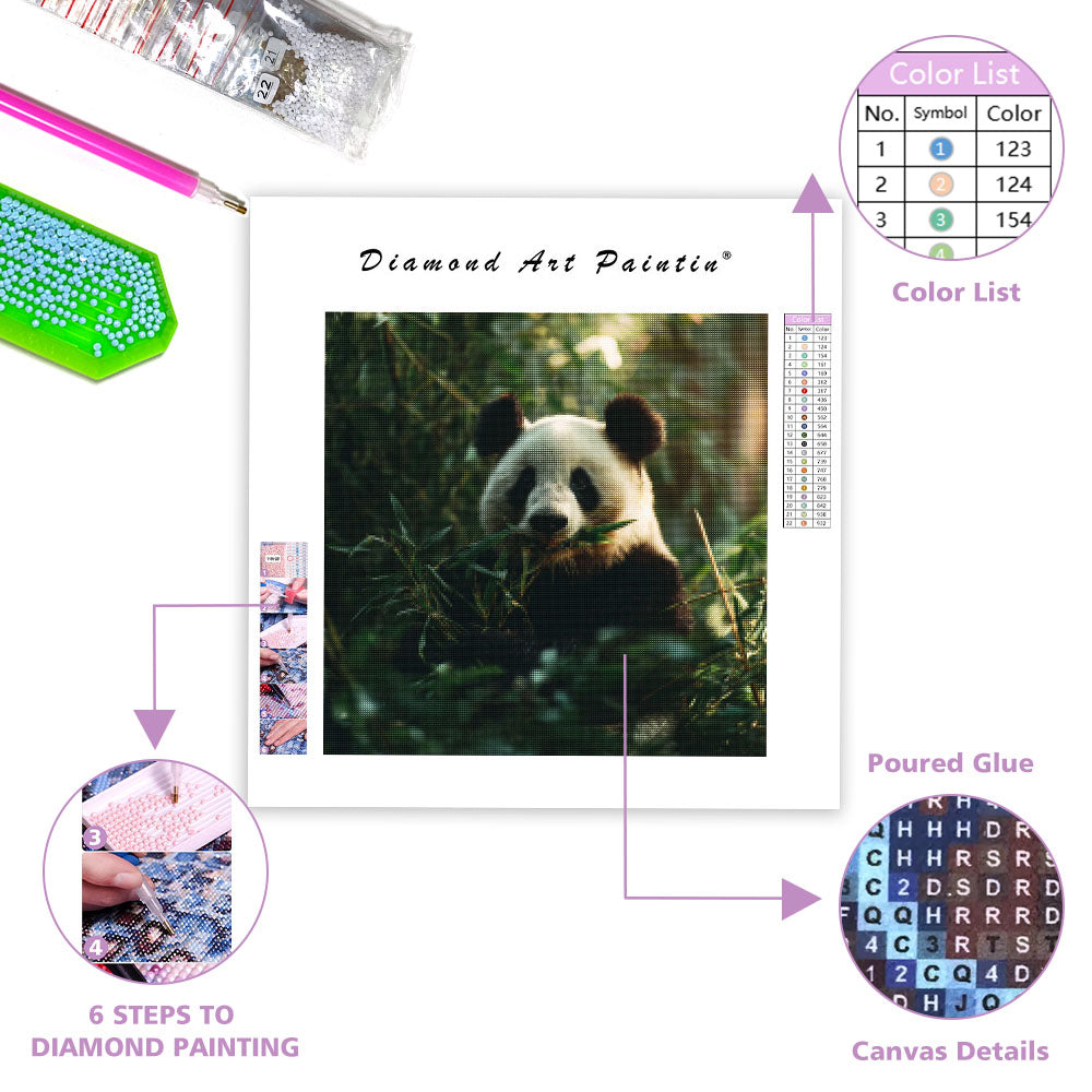 Panda Eating Bamboo - Diamond Painting