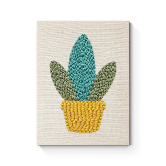 Happy Green Plant - Punch Needle