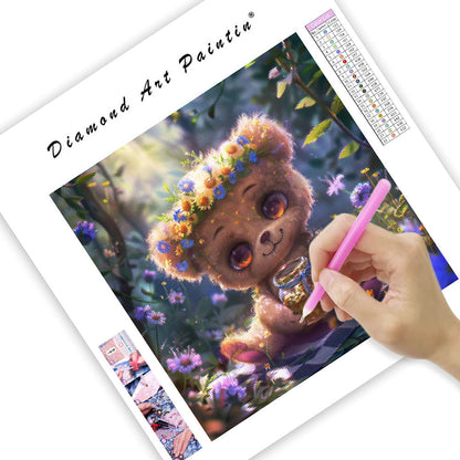 Flower Honey Bear - Diamond Painting