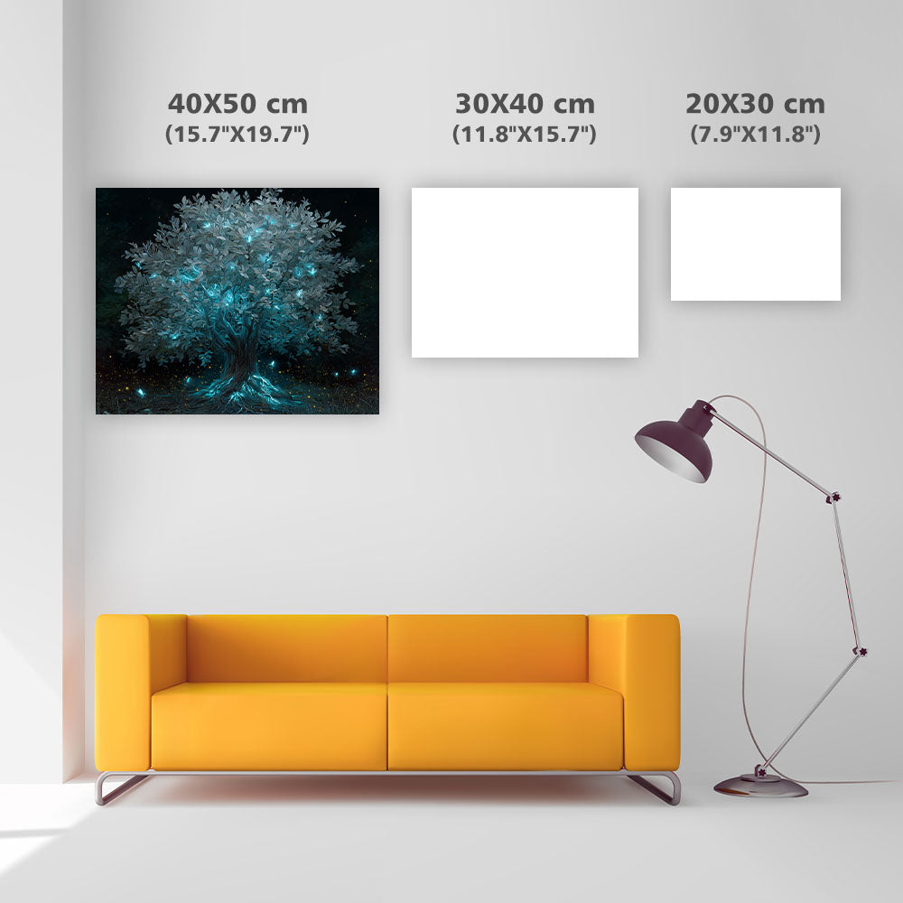 Glowing Silver Tree - Diamond Painting