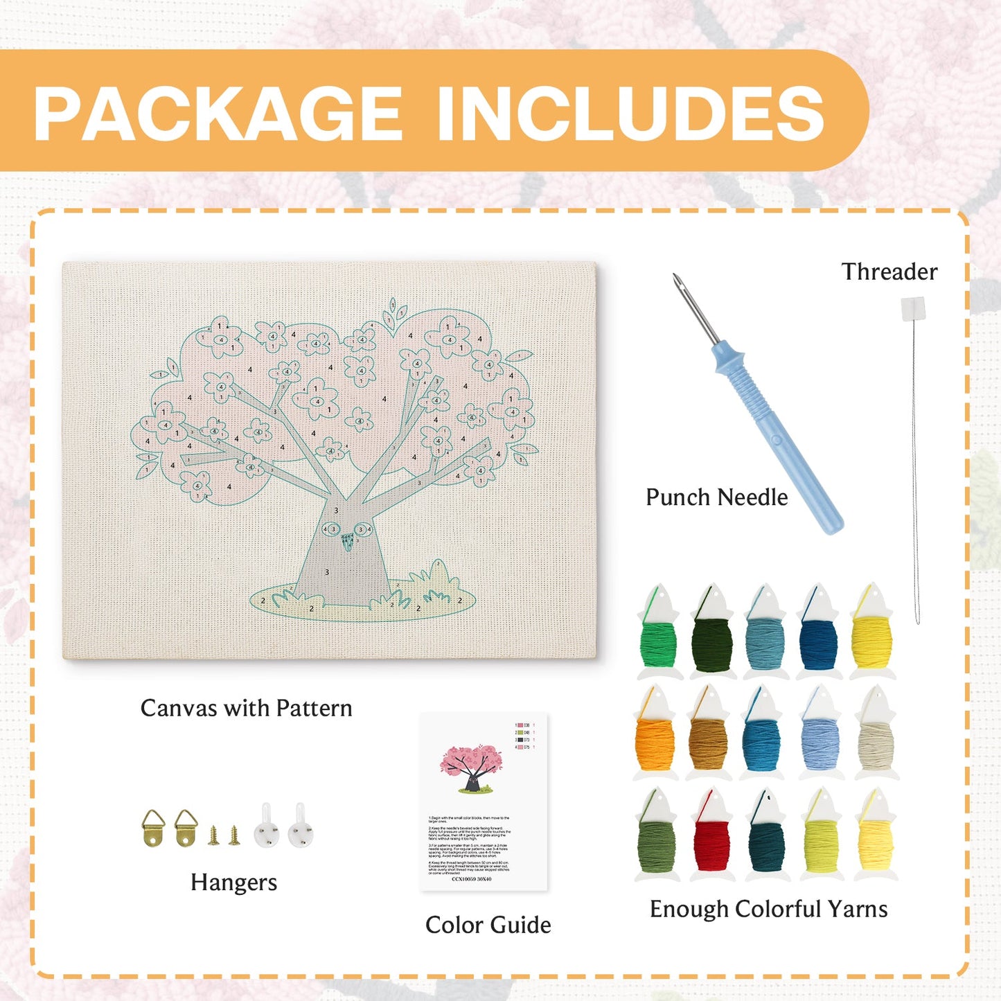 Cherry Blossom Tree with Owl - Punch Needle