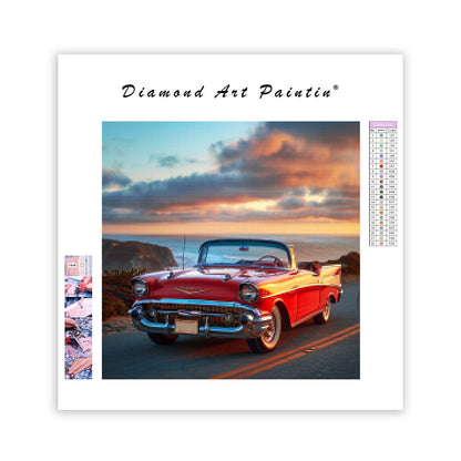 Vintage Red Convertible - Diamond Painting