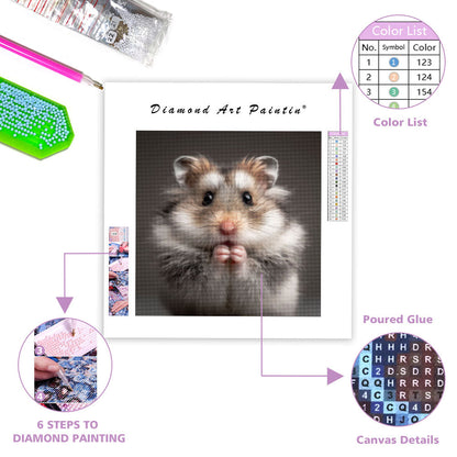Teddy Bear Hamster Grooming - Diamond Painting