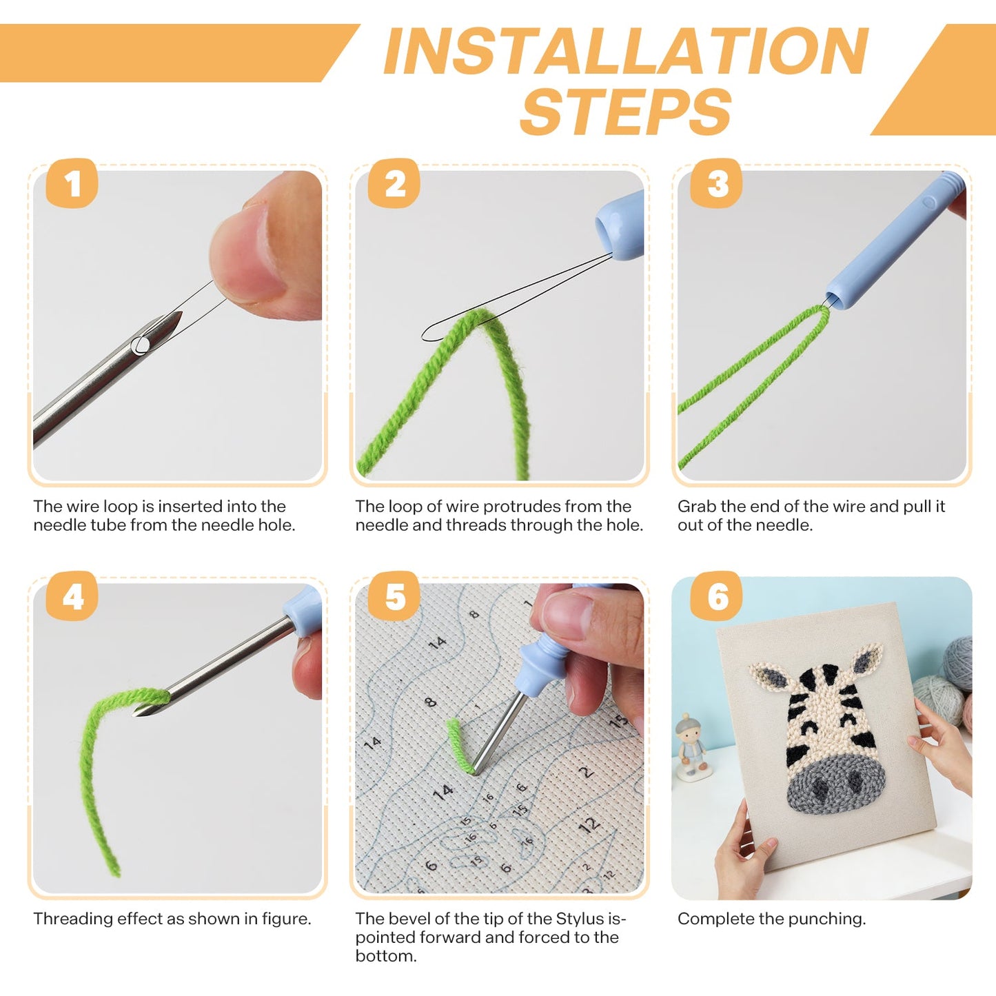 Zebra's Face - Punch Needle