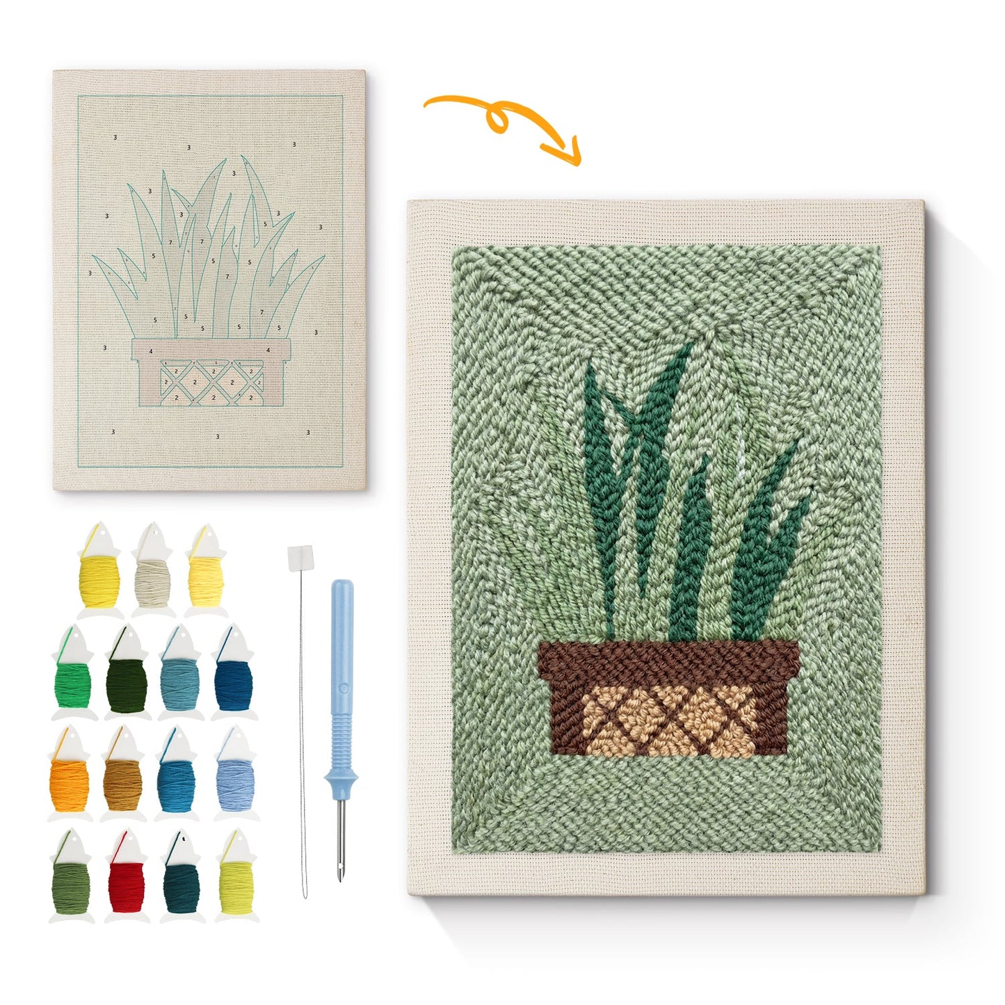 Green Plant - Punch Needle