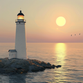 Lighthouse Sunset View - Diamond Painting
